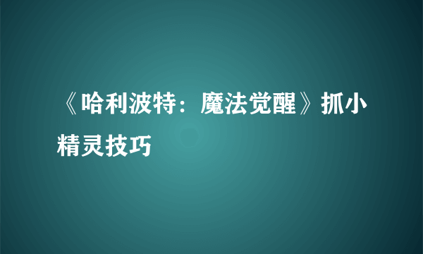 《哈利波特：魔法觉醒》抓小精灵技巧