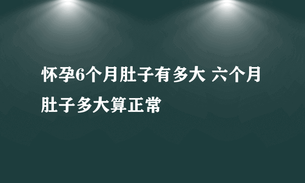 怀孕6个月肚子有多大 六个月肚子多大算正常