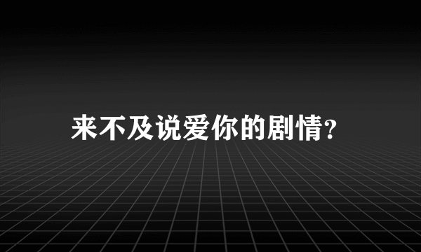 来不及说爱你的剧情？