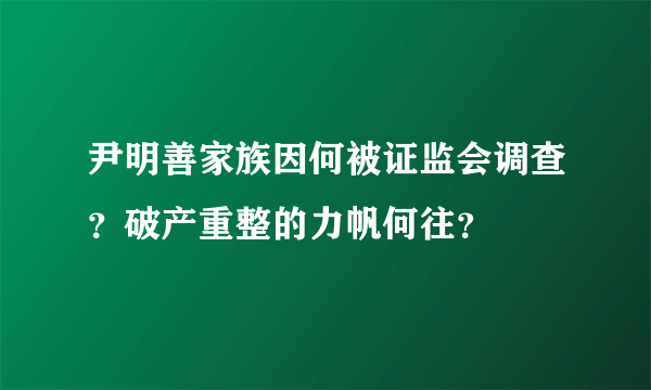 尹明善家族因何被证监会调查？破产重整的力帆何往？