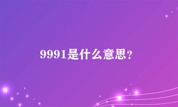 9991是什么意思？