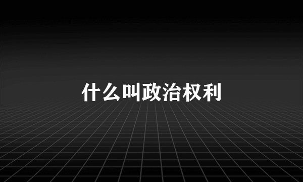 什么叫政治权利