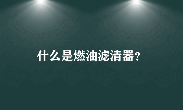 什么是燃油滤清器？