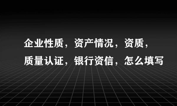 企业性质，资产情况，资质，质量认证，银行资信，怎么填写