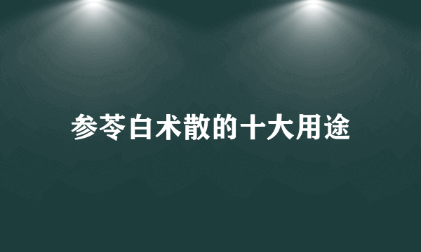 参苓白术散的十大用途