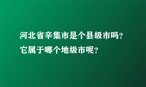 河北省辛集市是个县级市吗？它属于哪个地级市呢？