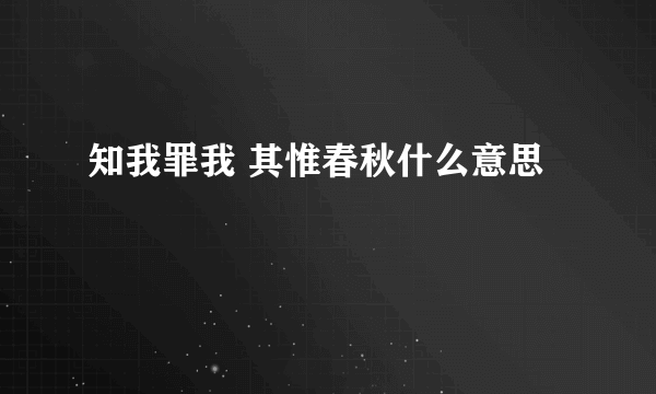 知我罪我 其惟春秋什么意思