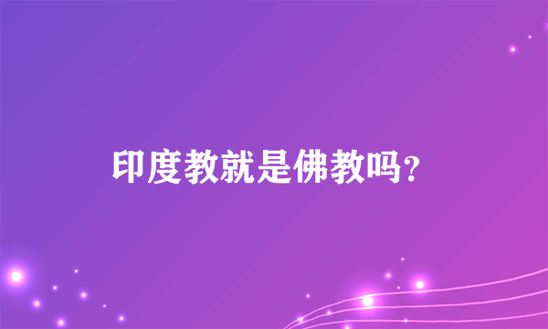 印度教就是佛教吗？