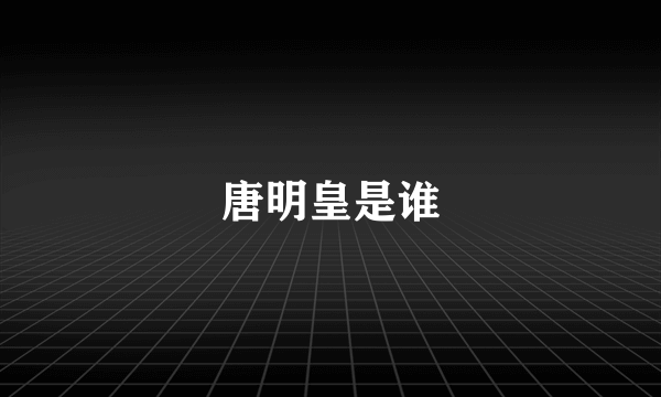 唐明皇是谁