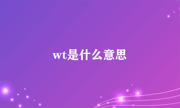 wt是什么意思