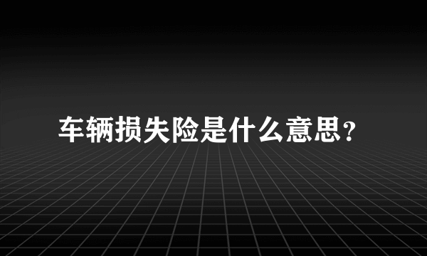 车辆损失险是什么意思？