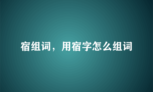 宿组词，用宿字怎么组词