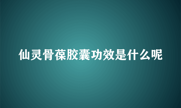 仙灵骨葆胶囊功效是什么呢