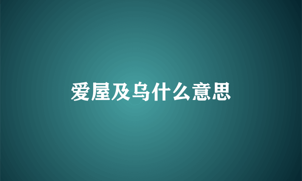 爱屋及乌什么意思