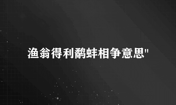 渔翁得利鹬蚌相争意思