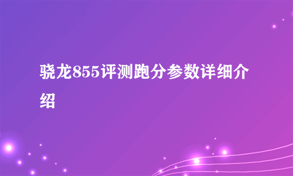 骁龙855评测跑分参数详细介绍