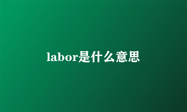 labor是什么意思