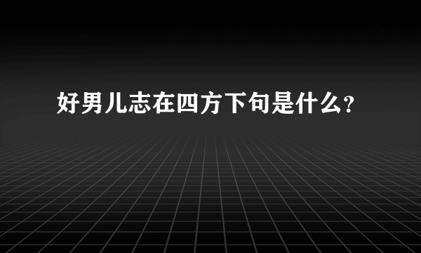 好男儿志在四方下句是什么？