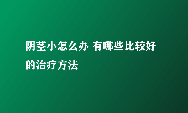 阴茎小怎么办 有哪些比较好的治疗方法