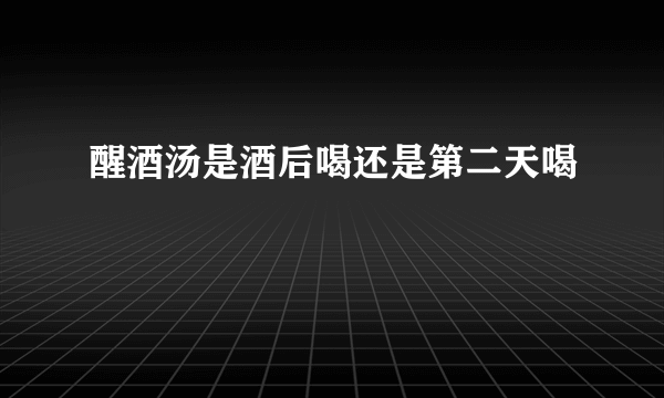 醒酒汤是酒后喝还是第二天喝