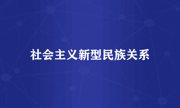 社会主义新型民族关系