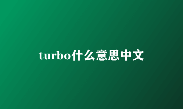 turbo什么意思中文