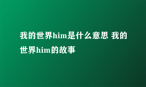 我的世界him是什么意思 我的世界him的故事