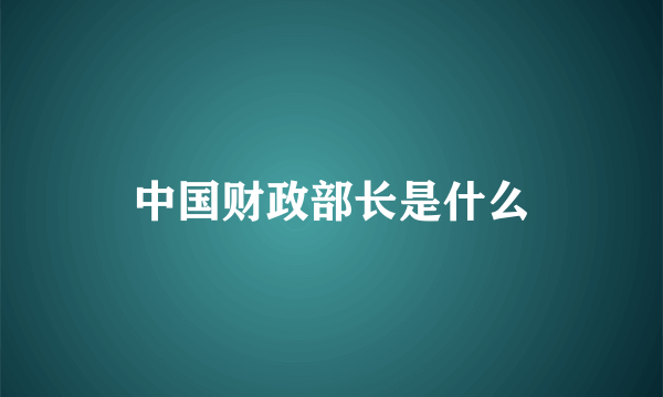 中国财政部长是什么