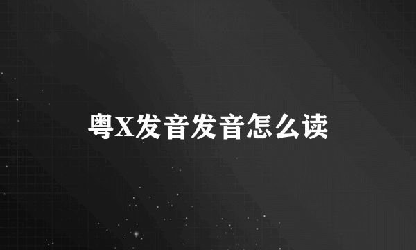 粤X发音发音怎么读