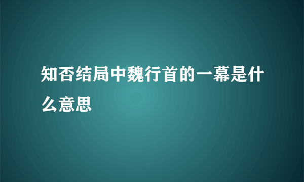 知否结局中魏行首的一幕是什么意思