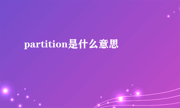 partition是什么意思