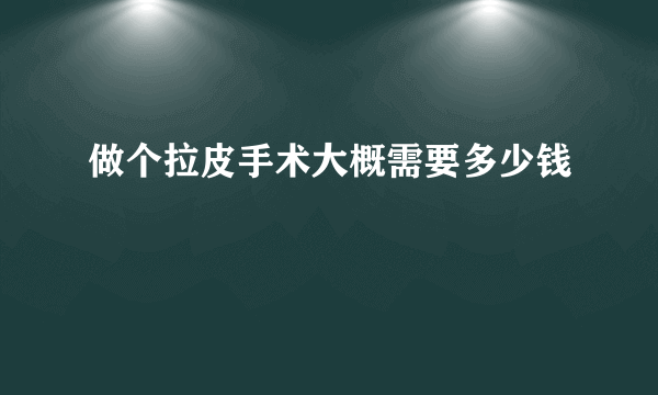 做个拉皮手术大概需要多少钱