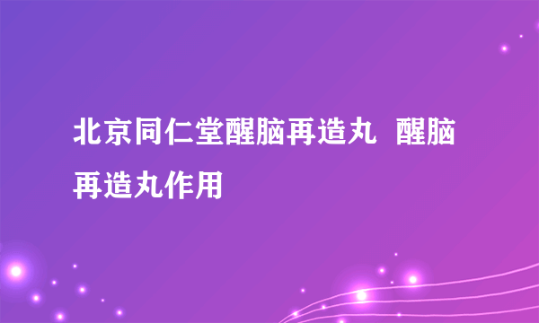 北京同仁堂醒脑再造丸  醒脑再造丸作用