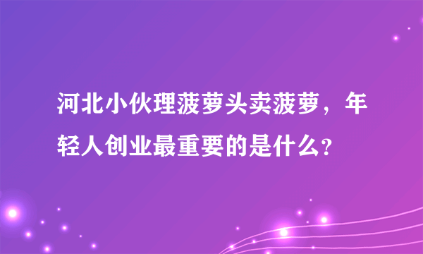 河北小伙理菠萝头卖菠萝，年轻人创业最重要的是什么？