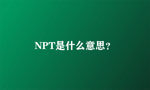 NPT是什么意思？