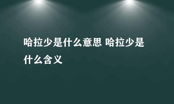 哈拉少是什么意思 哈拉少是什么含义