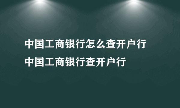 中国工商银行怎么查开户行 中国工商银行查开户行