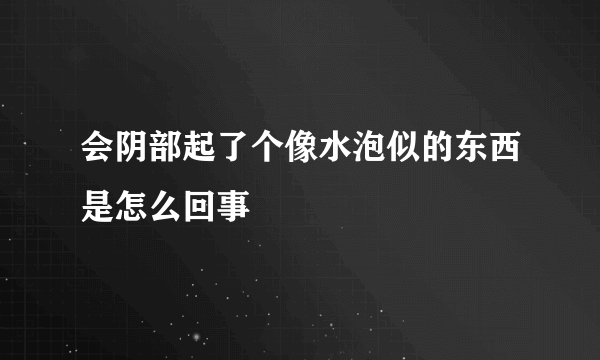 会阴部起了个像水泡似的东西是怎么回事