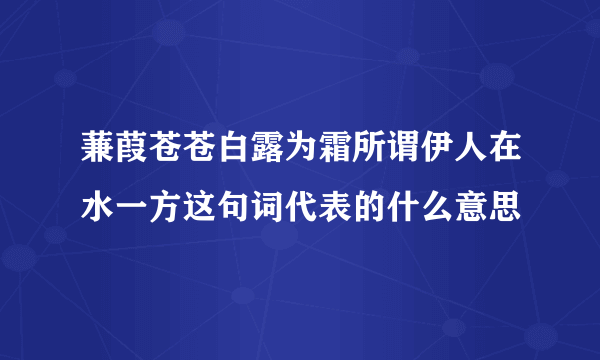 蒹葭苍苍白露为霜所谓伊人在水一方这句词代表的什么意思