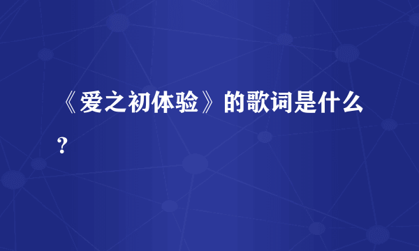 《爱之初体验》的歌词是什么？