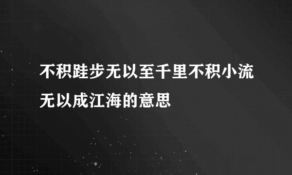 不积跬步无以至千里不积小流无以成江海的意思