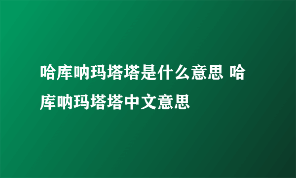 哈库呐玛塔塔是什么意思 哈库呐玛塔塔中文意思