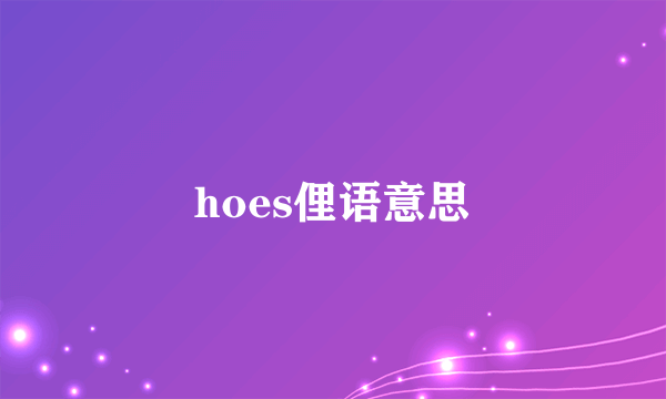 hoes俚语意思