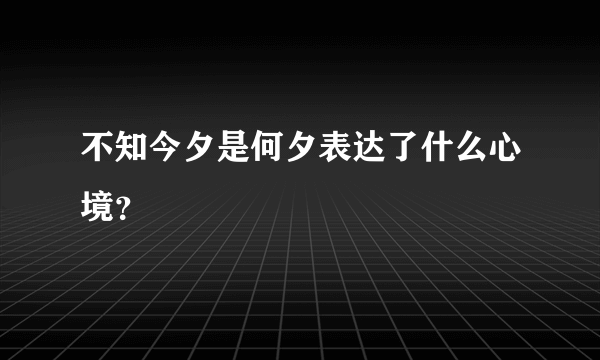 不知今夕是何夕表达了什么心境？