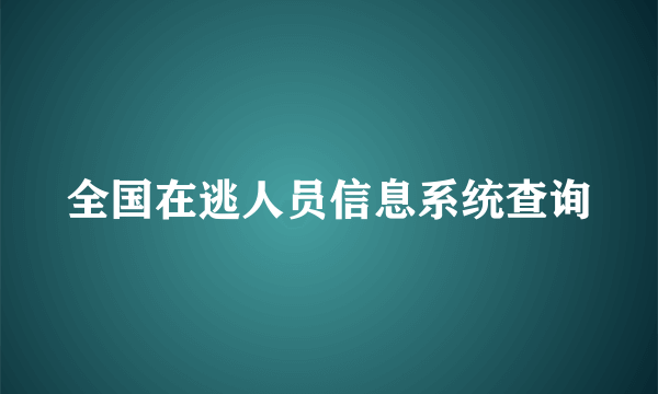 全国在逃人员信息系统查询