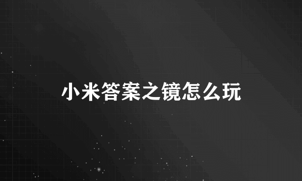 小米答案之镜怎么玩