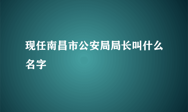 现任南昌市公安局局长叫什么名字