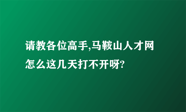 请教各位高手,马鞍山人才网怎么这几天打不开呀?