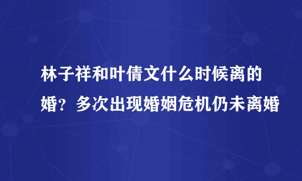 林子祥和叶倩文什么时候离的婚？多次出现婚姻危机仍未离婚