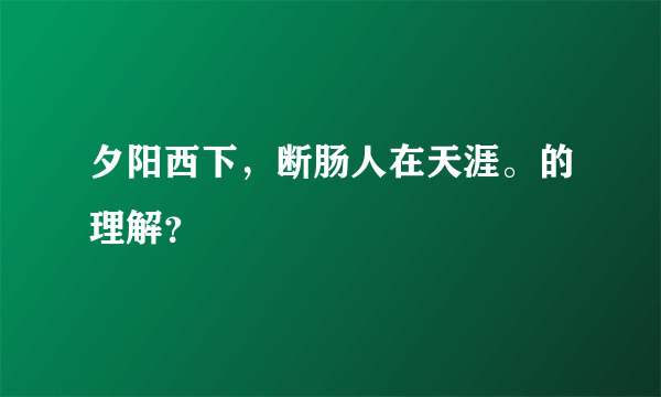 夕阳西下，断肠人在天涯。的理解？